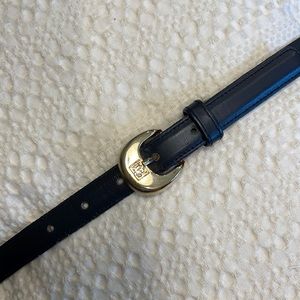 Vintage Anne Klein Narrow Leather Black Belt - Medium Size